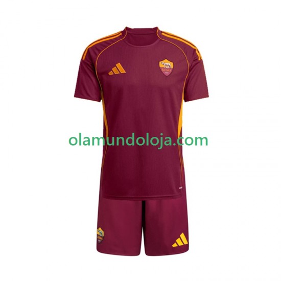 Camisola AS Roma Criança Equipamento Primeiro 2025-2026 Manga Curta